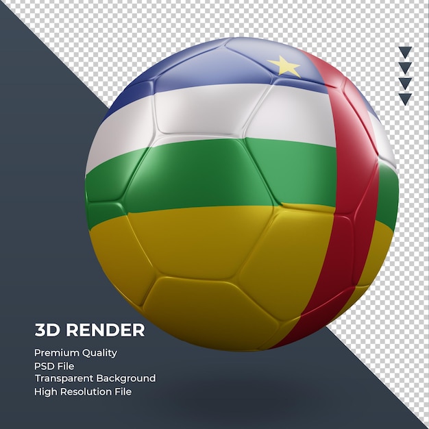 Balón de fútbol república centroafricana bandera renderizado 3d realista vista izquierda