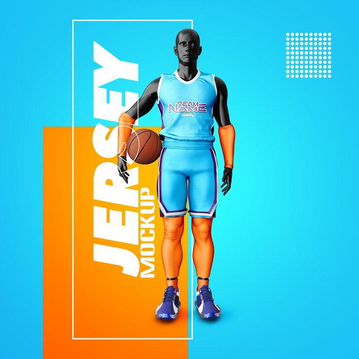 Balón lateral izquierdo de la camiseta de baloncesto de Mockup
