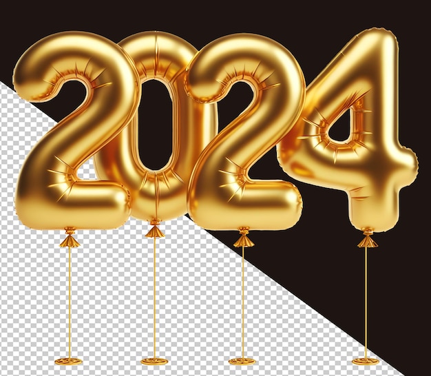 Balón de letras doradas de 2024