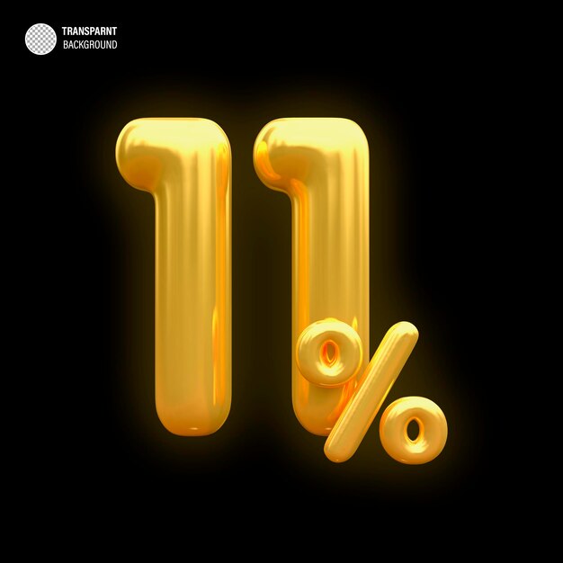 Balón de oro del 11 por ciento con oferta de oro en renderización 3D