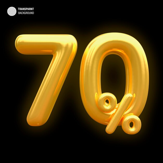 Balón de oro del 70 por ciento con oferta de oro en renderización 3D