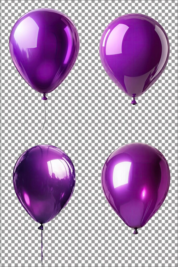 Balón púrpura audaz y juguetón altamente detallado hiperrealista aislado PNG con clara transparente B
