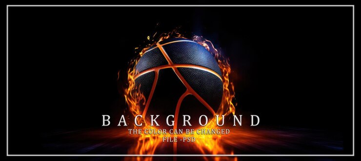 El baloncesto ardiente sobre un fondo negro