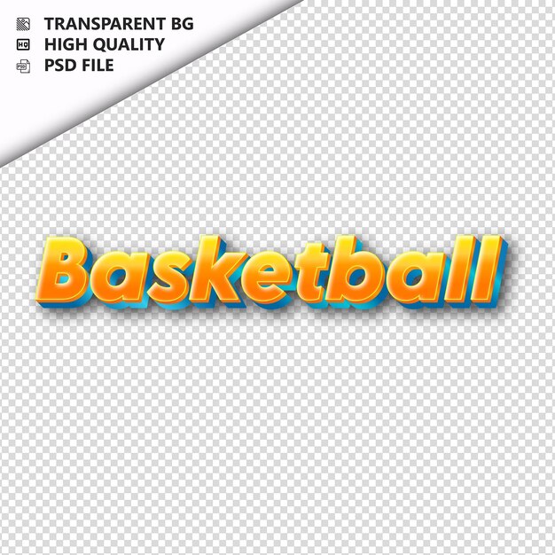 PSD baloncesto hecho de texto naranja con sombra transparente aislada