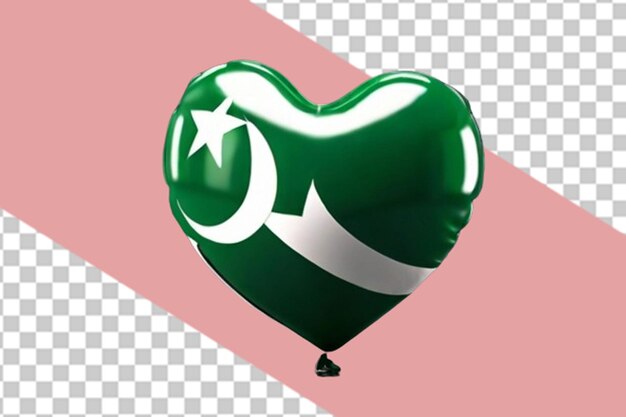 PSD balones 3d en forma de corazón con la bandera de pakistán