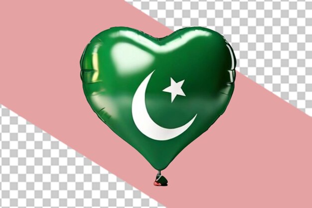 Balones 3d en forma de corazón con la bandera de pakistán