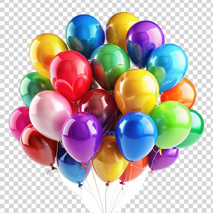 PSD balones de colores aislados sobre un fondo transparente