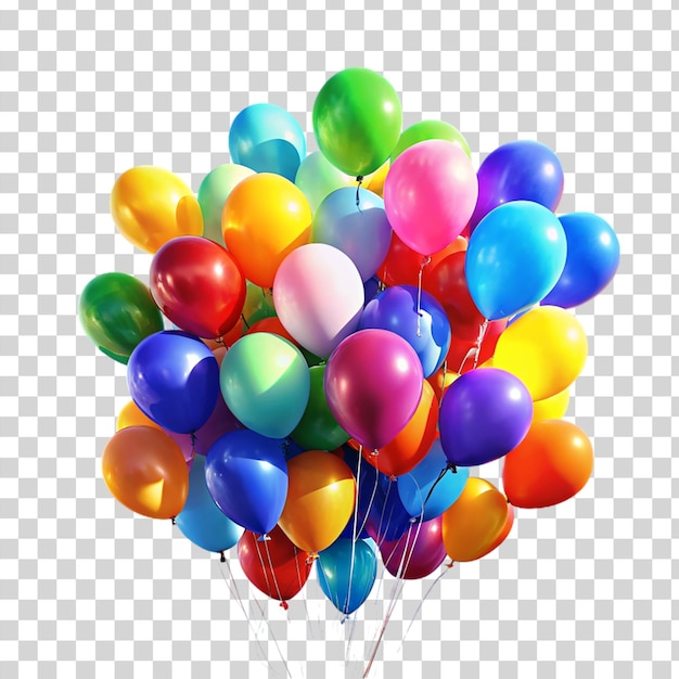 Balones de colores sobre un fondo transparente