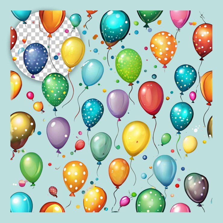 PSD balones de colores sobre un fondo transparente