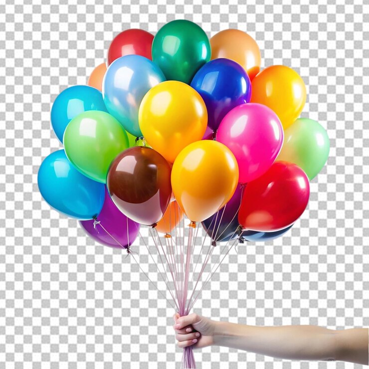 PSD balones coloridos en la mano para un evento de celebración