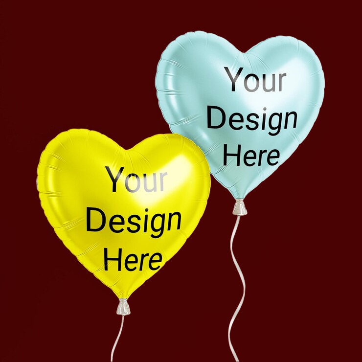 PSD balones en forma de corazón con texto personalizable