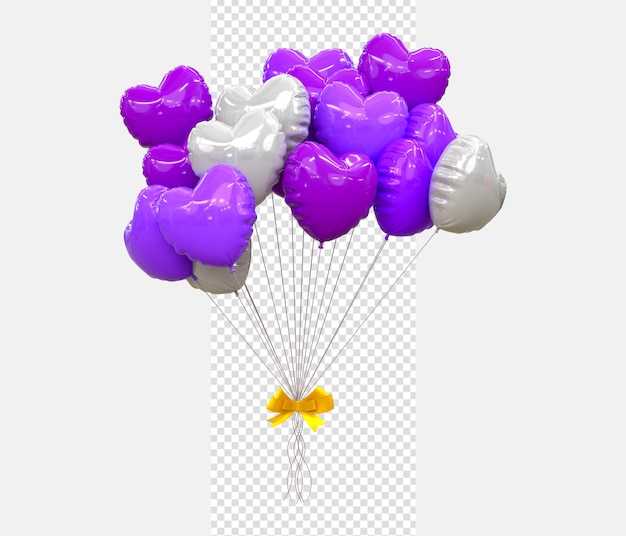Balones de helio en colores pastel suaves boda de San Valentín y globo de cumpleaños renderización 3D