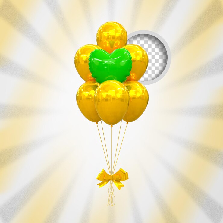 PSD balones de helio en colores pastel suaves boda de san valentín y globo de cumpleaños renderización 3d