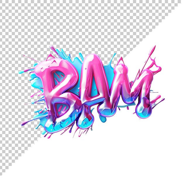 PSD bam texto 3d com fundo transparente