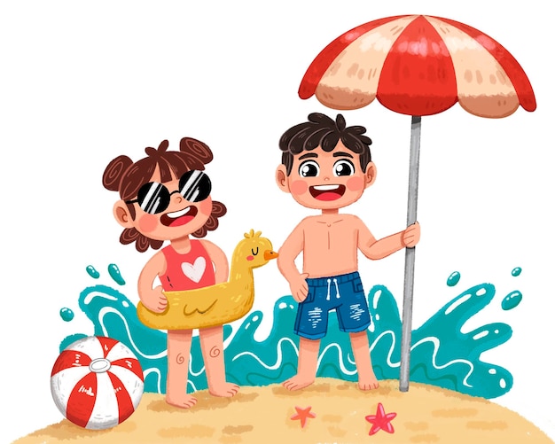 Bambini che giocano sulla spiaggia