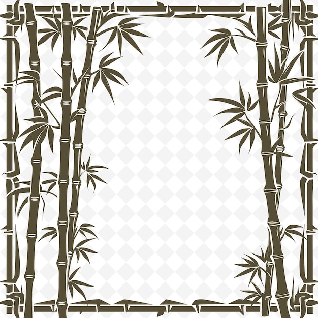 PSD bamboo line art com brotos e folhas para decorações em th outline scribble arts of nature decor