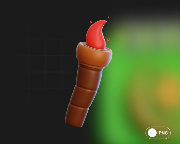 Bamboo Torch 3d Ilustración para la infografía de la aplicación web, etc.
