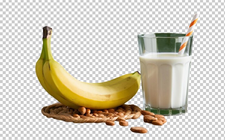 PSD ban et un verre de lait sur la table isolé