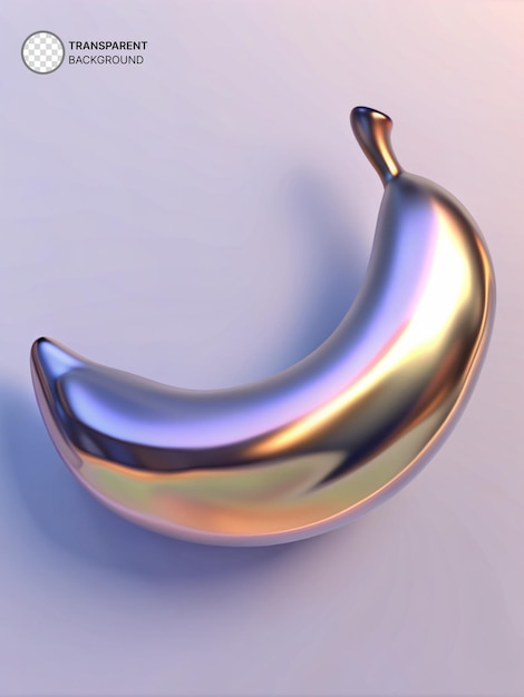 PSD banana 3d com efeito refletor metálico