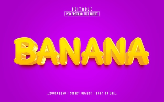 Banana 3d efeito de texto editável efeito de texto premium psd