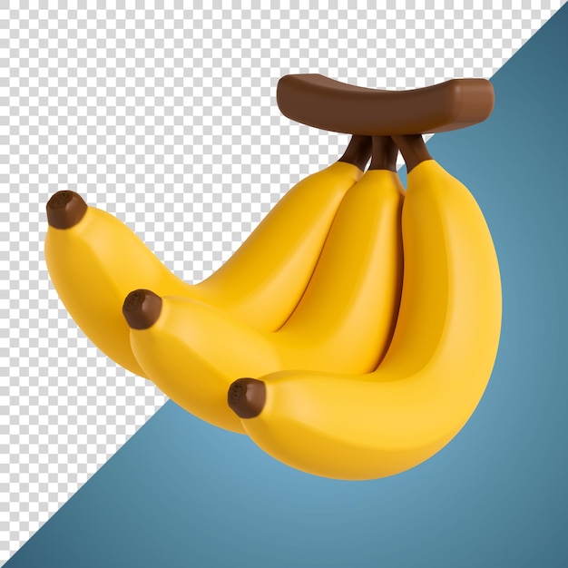 Banana bunch isolated on blue background 3d rendering