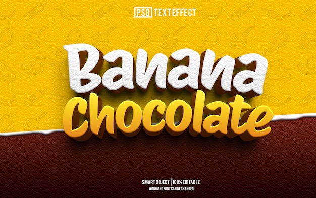 banana chocolate text effect font editable typography 3d text