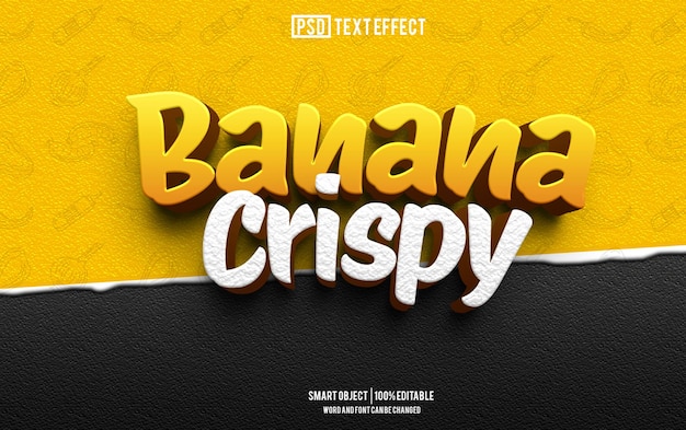 banana crispy text effect font editable typography 3d text