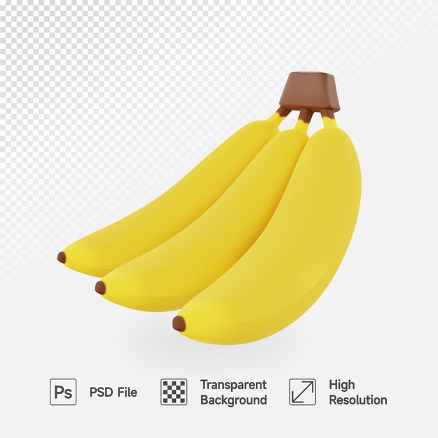 PSD banana ilustração 3d