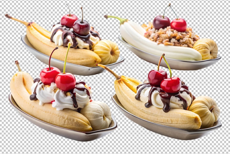 PSD banana split un clásico irresistible para los días de verano