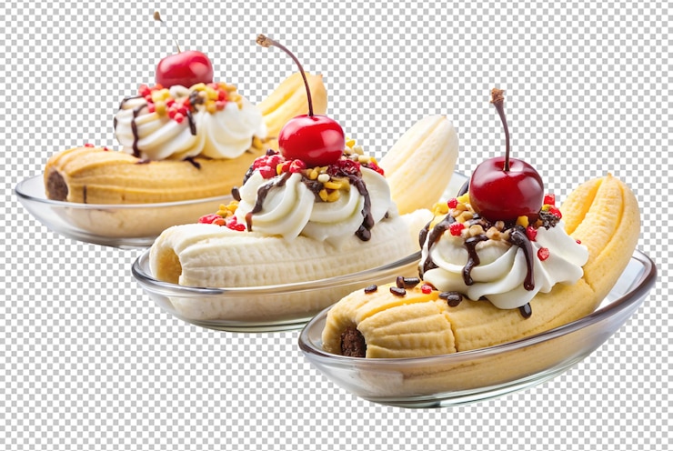 PSD banana split el postre perfecto para las tardes cálidas