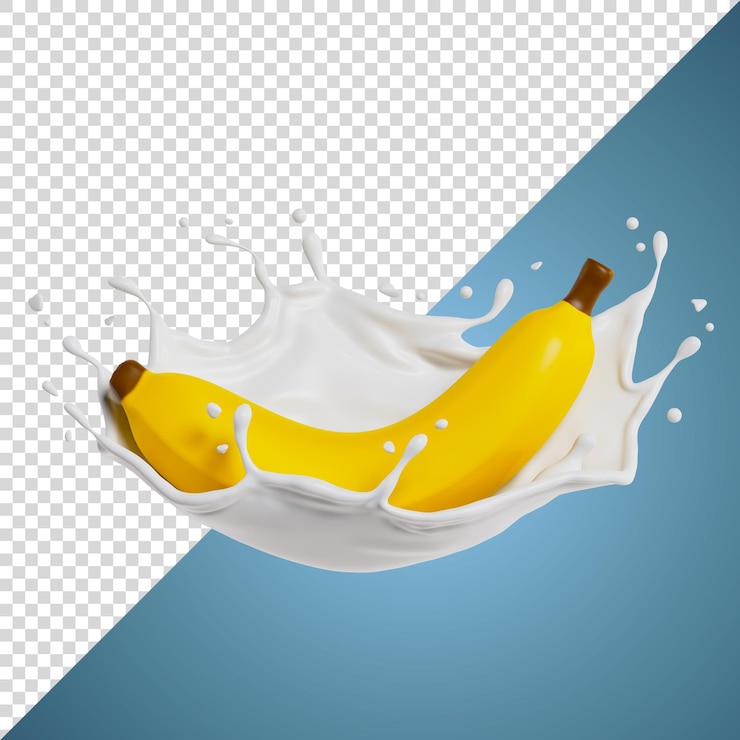 PSD banane isolé sur fond bleu rendu 3d