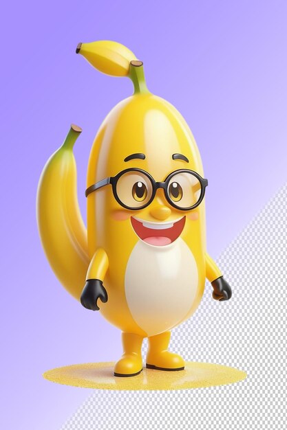 PSD une banane qui a un visage qui dit sourire