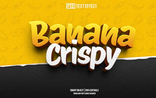 PSD banane texte croustillant effet police typographie modifiable texte 3d