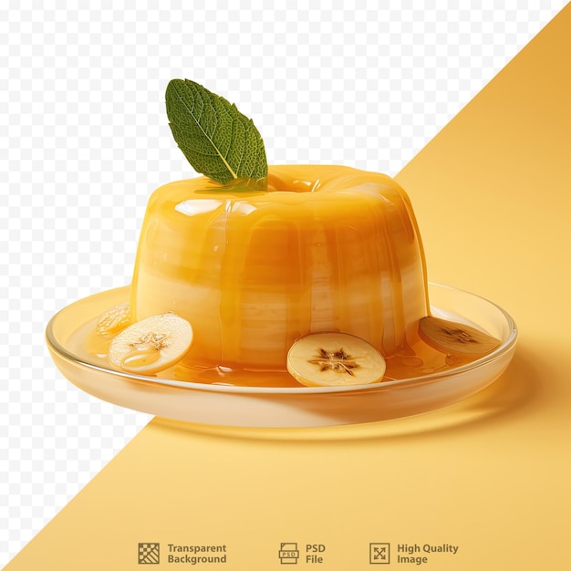 Bananen auf durchsichtigem hintergrund marmorgelatine-dessert