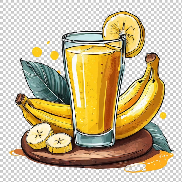 PSD bananensaft-clipart auf weißem hintergrund