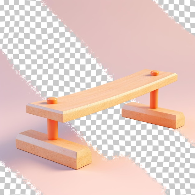 PSD un banc en bois avec un dessus rouge et un fond blanc avec une marche qui dit 