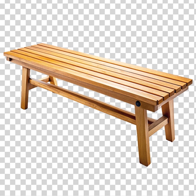 Un banc en bois sur un fond transparent