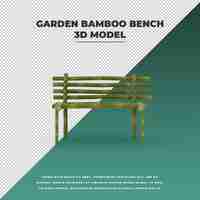 PSD banc de jardin en bambou modèle 3d