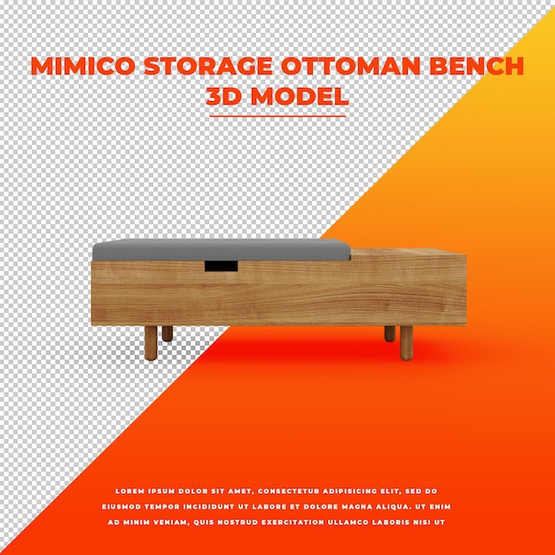 Banc De Rangement Ottoman Mimico Isolé Modèle 3d