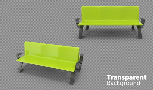 PSD banc vert sur fond transparent