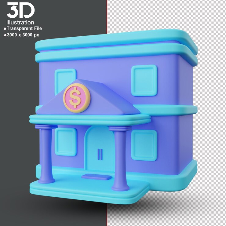 PSD banca 3d icono edificio del banco alta resolución png