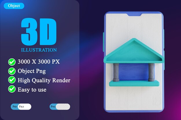 PSD banca móvil de ilustración 3d