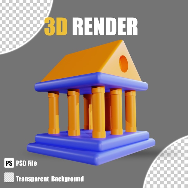 Banco bancário e financeiro de render 3D com fundo transparente 3D render banco e banco financeiro com fundo transparente