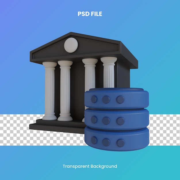 PSD banco base de datos 3d renderizado icono ilustración pdf archivo análisis