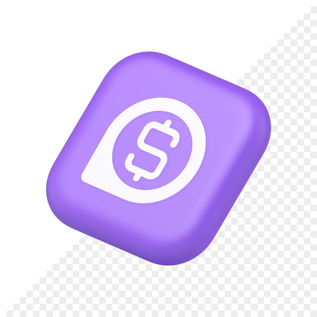 Banco cambio de dinero mapa pin puntero botón efectivo ubicación dólar símbolo web aplicación diseño 3d icono isométrico