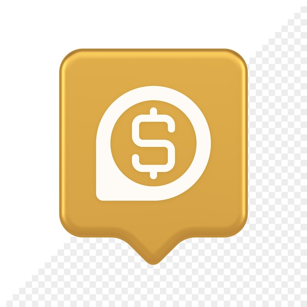 Banco dinero cambio mapa pin puntero botón efectivo ubicación dólar símbolo web aplicación diseño 3d discurso burbuja icono