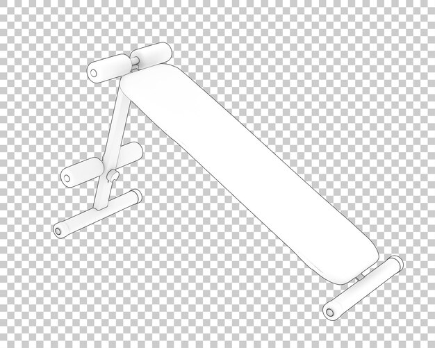 Banco de ejercicios sobre fondo transparente Ilustración de renderizado 3d