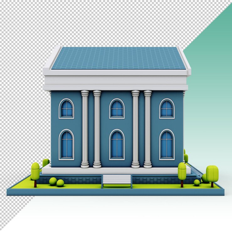 PSD banco estilizado de dibujos animados
