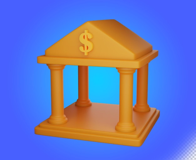 Banco de ilustración 3d con signo de dólar