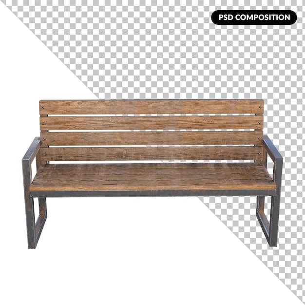 banco, madera, aislado, 3d, interpretación
